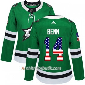 Dame Ishockey Dallas Stars Tröja Jamie Benn 14 Adidas 2017-2018 Kelly Grön USA Flag Fashion Authentic
